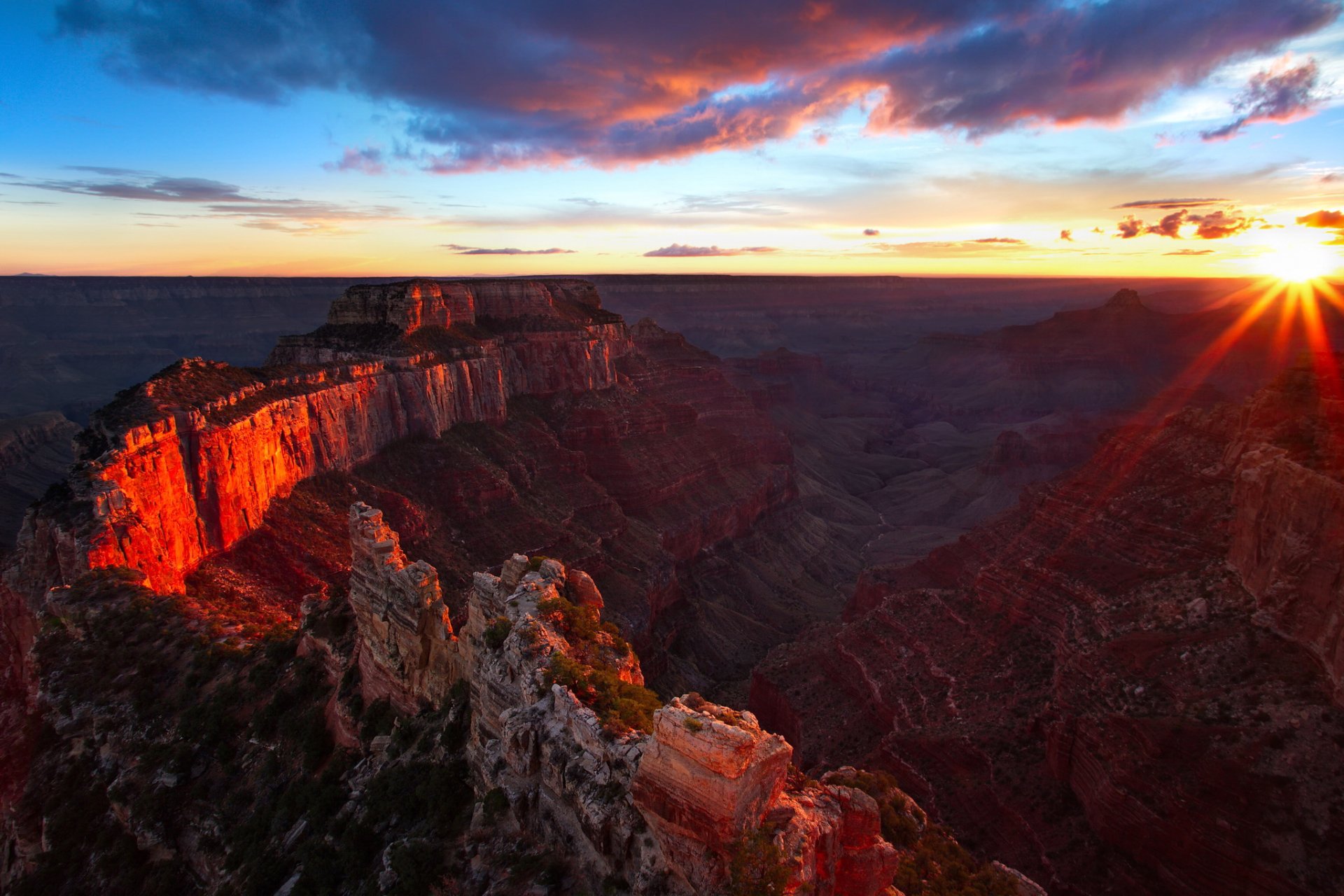 ciel soleil coucher de soleil montagnes canyon