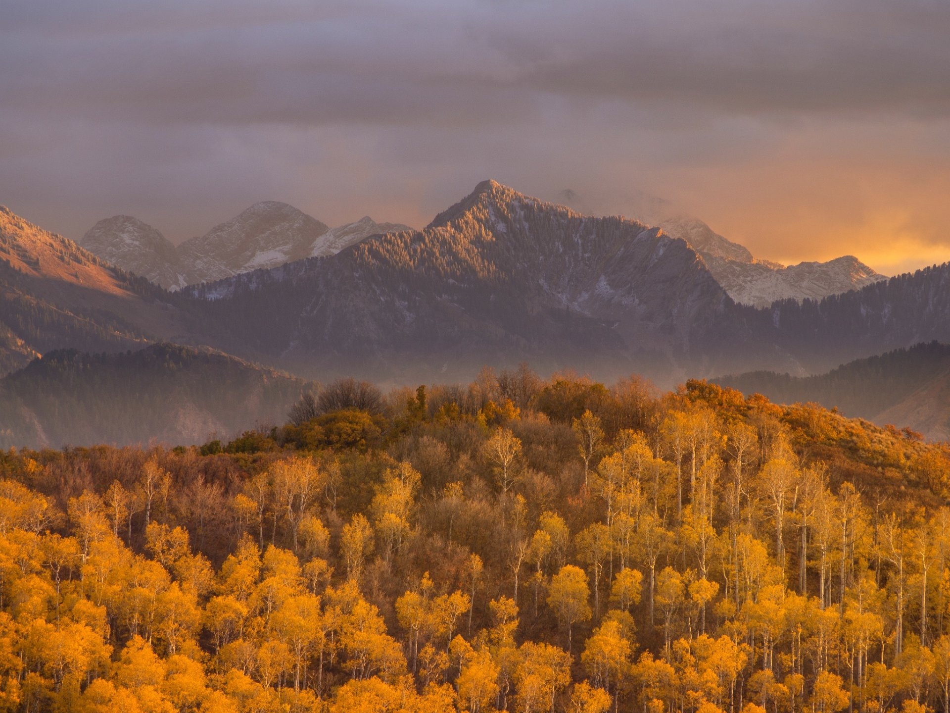 wald berge herbst sonnenuntergang natur himmel wolken