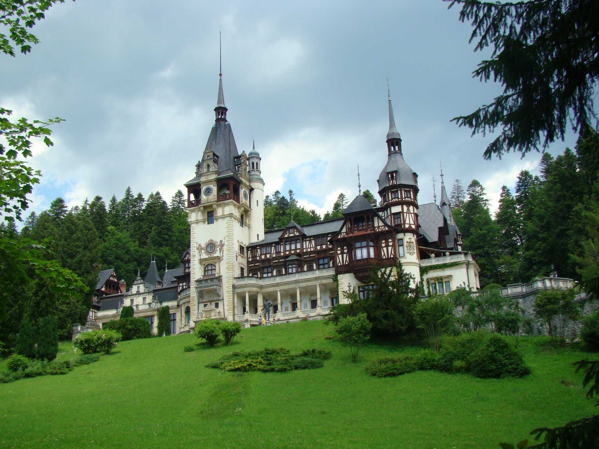 landscape nature summer peles castle transylvania romania photo