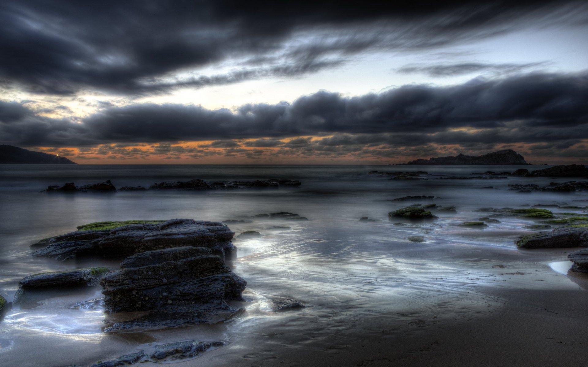 nuit mer rochers paysage