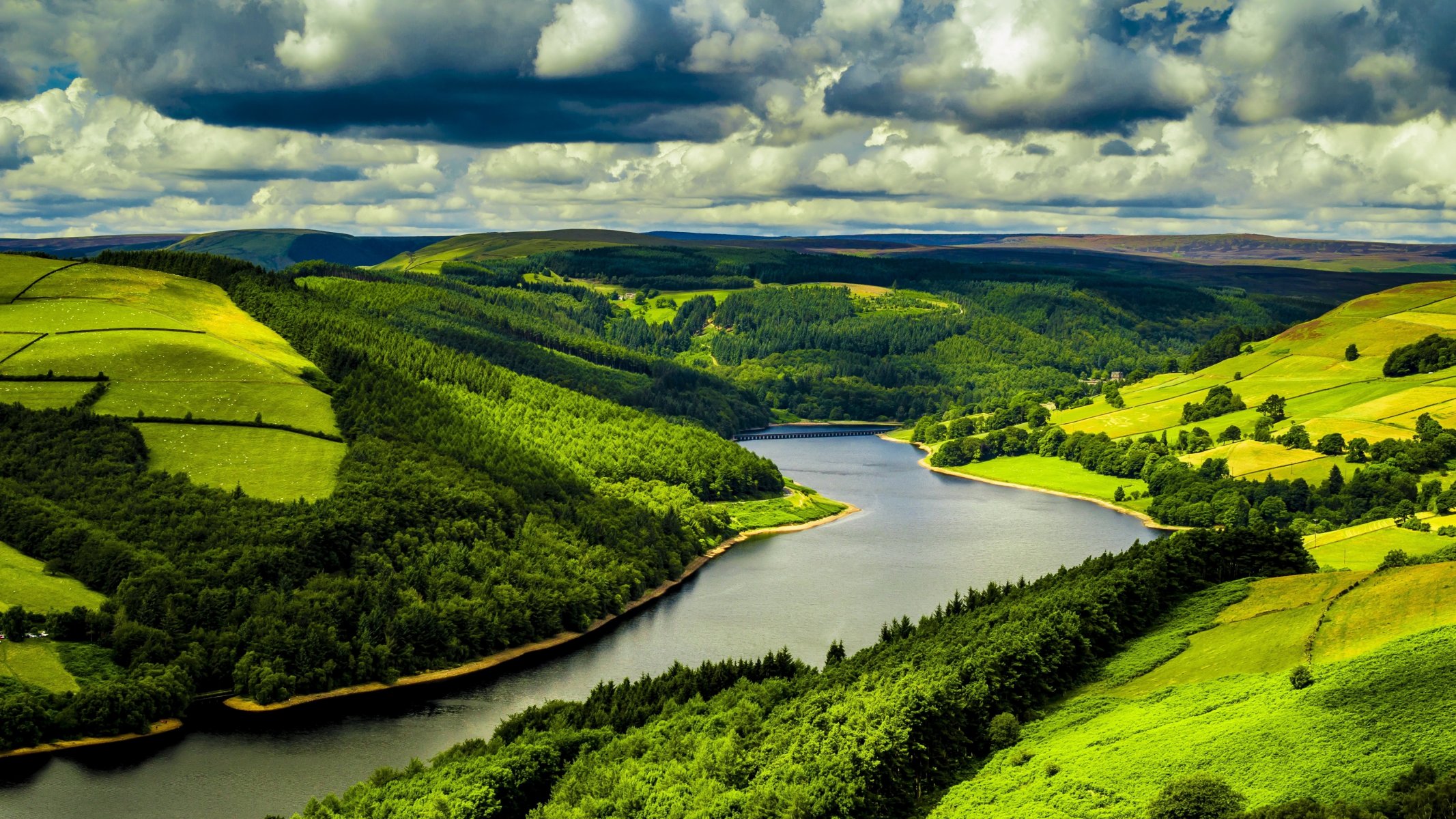 regno unito fiume prati alberi cielo nuvole