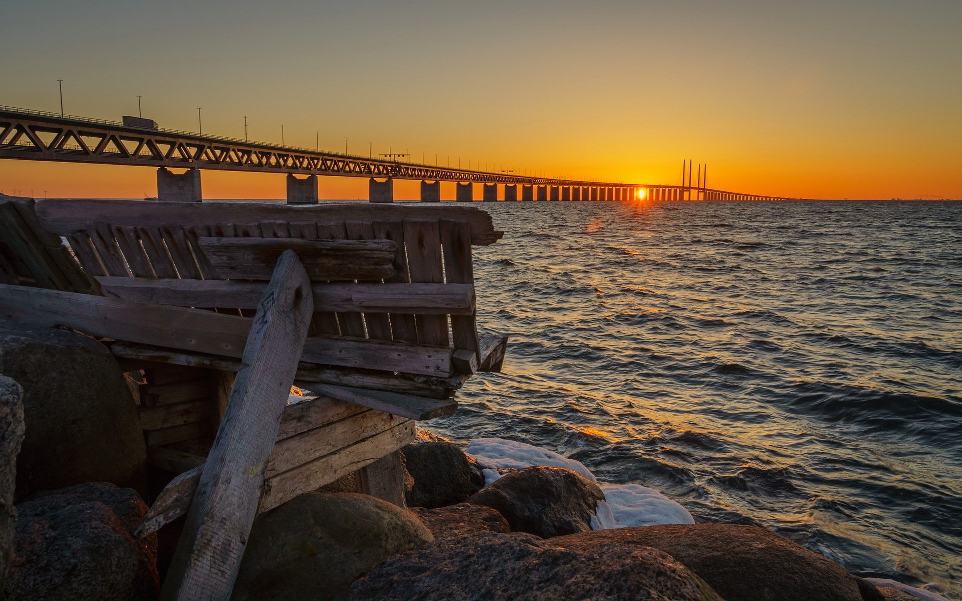 suecia skåne bunkeflostrand puesta de sol puente