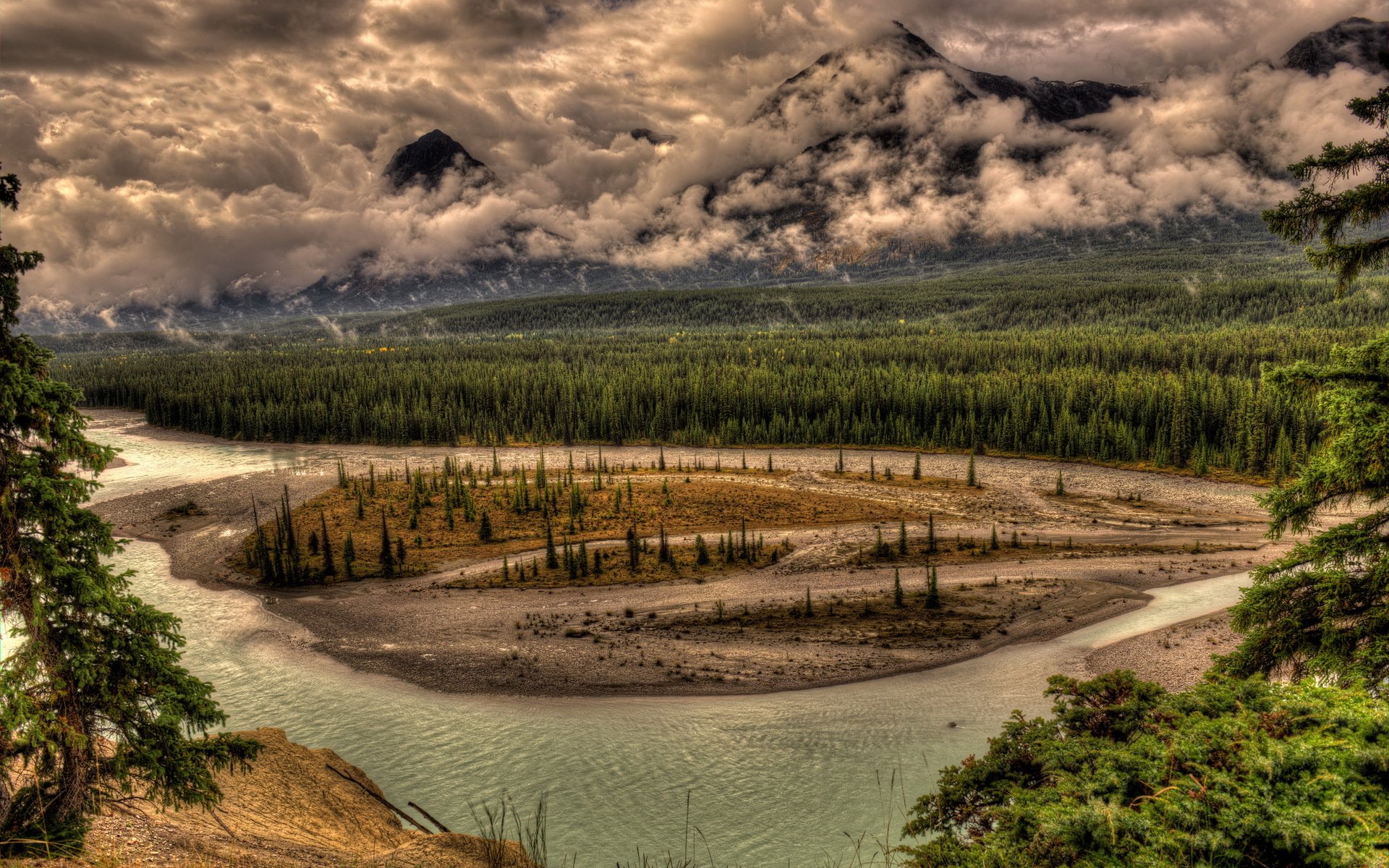 rivière montagnes paysage