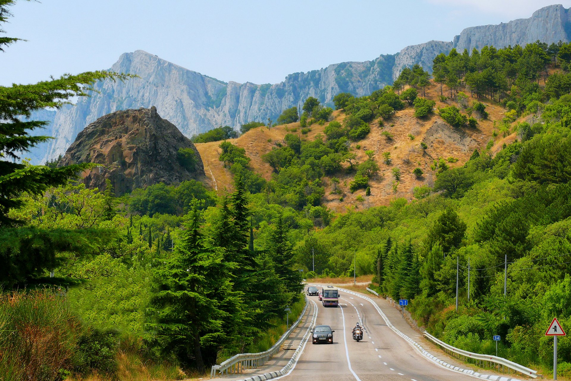 krim wald berge bäume straße autobahn transport