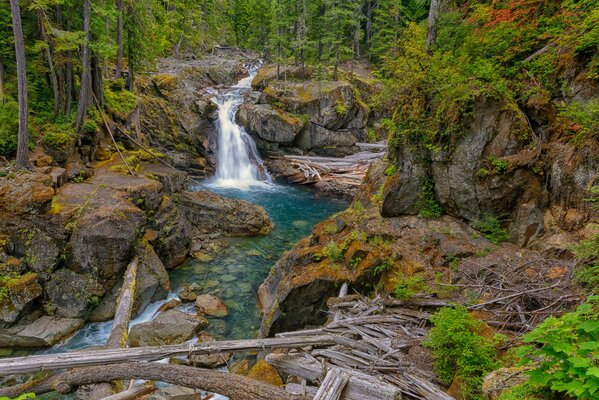 Washington inmitten von Klippen und Wasserfällen