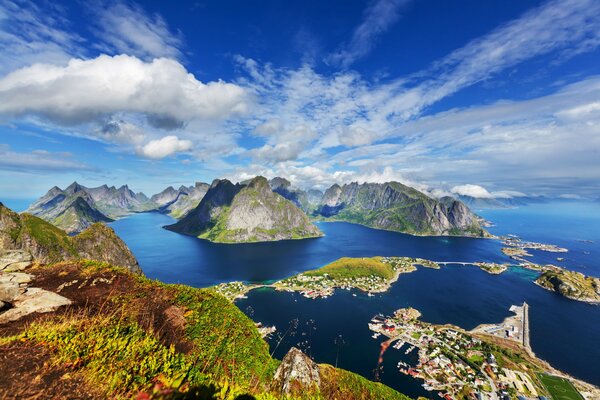 Top view of the Lofoten Islands in Norway