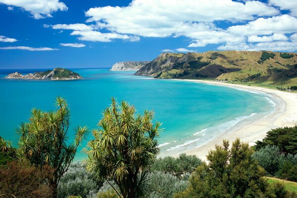 Sandy beach and the sea