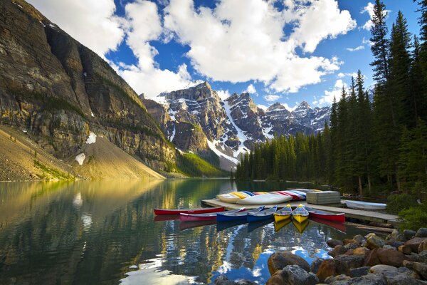 A lake among mountains and trees