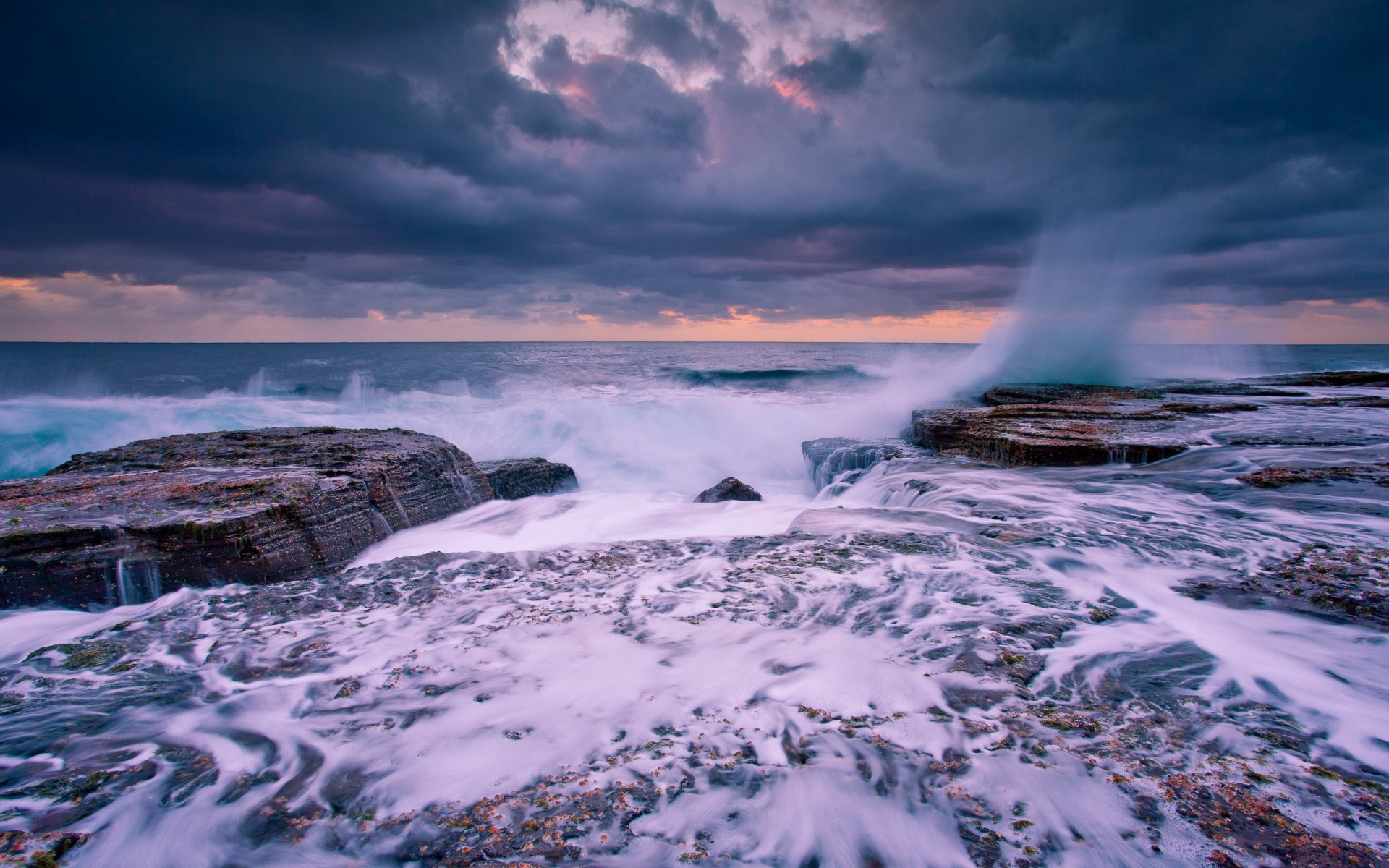 mare rocce tramonto paesaggio onda