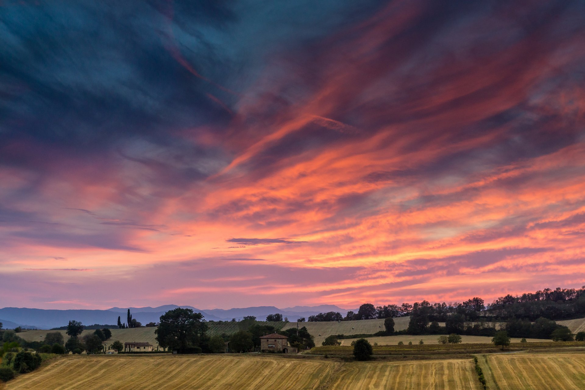 tuscan sunset italy the field