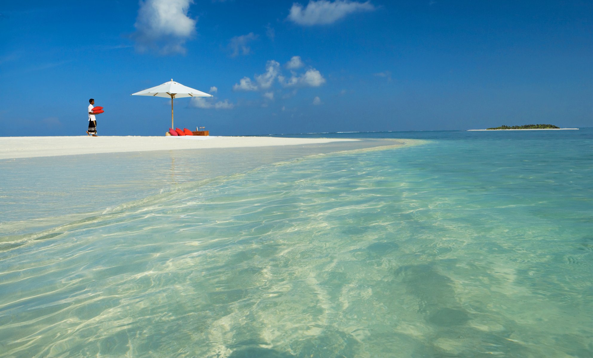 the maldives sky sea ocean island beach sand pillow umbrella native