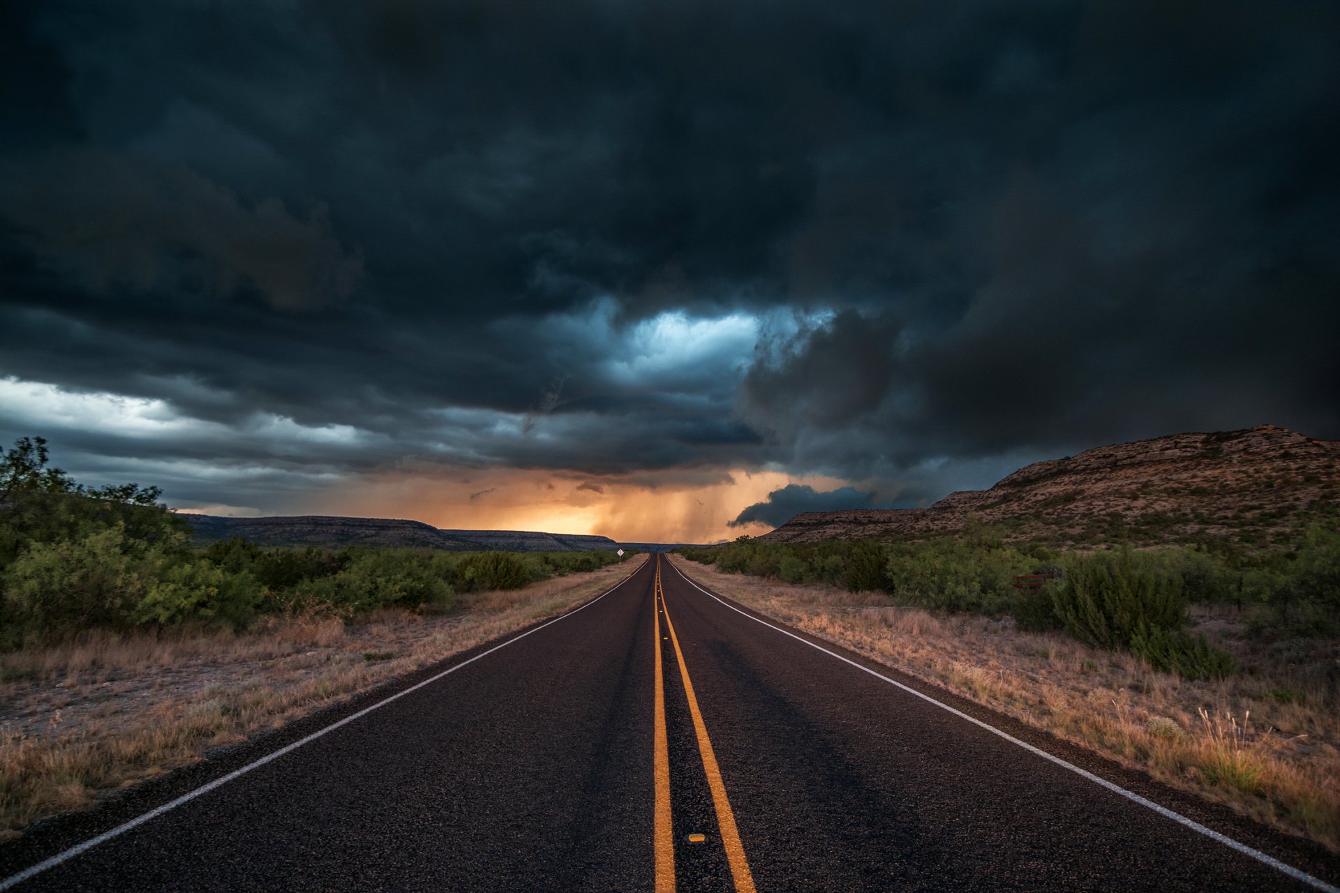 usa texas road asphalt evening clouds clouds storm nature