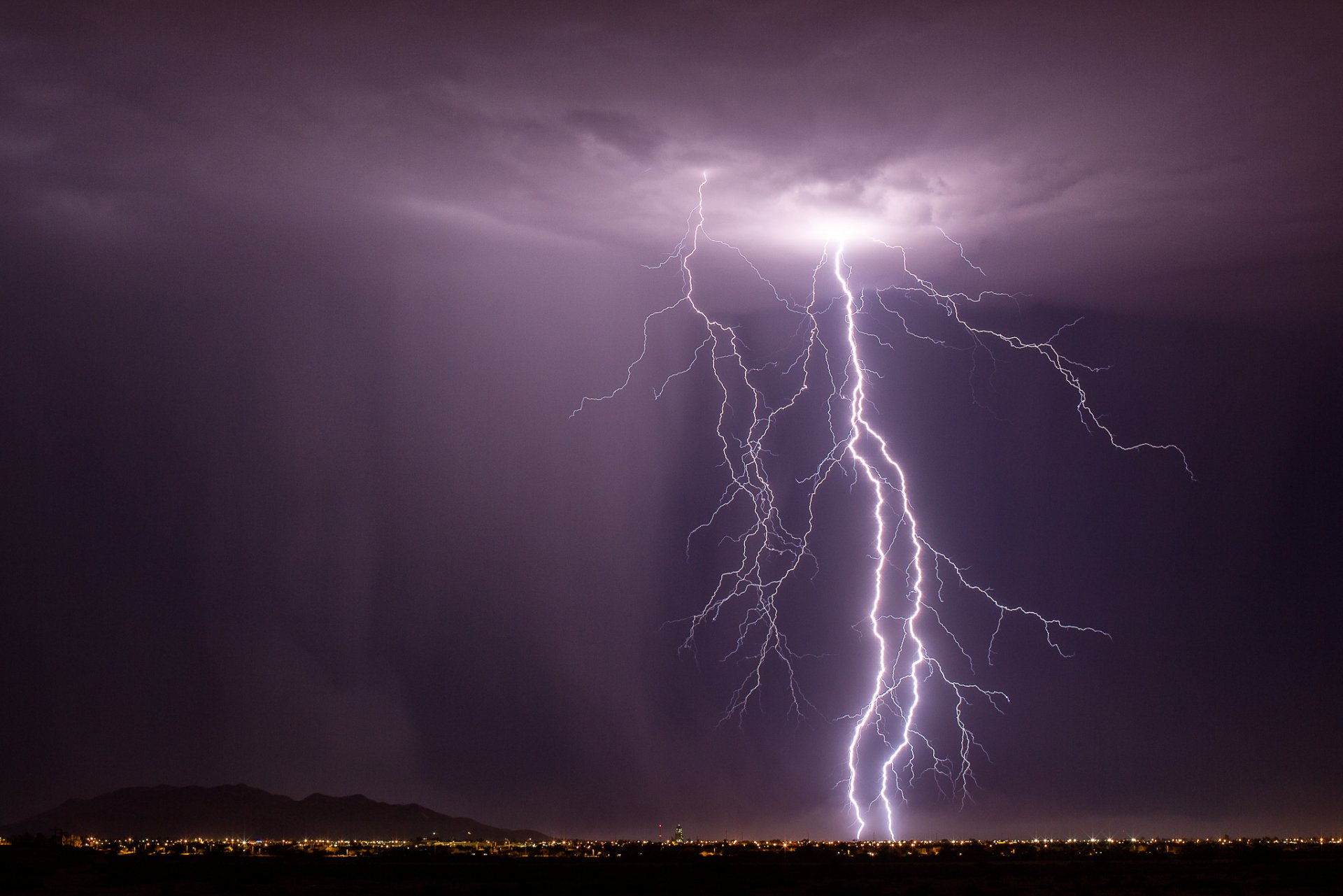 arizona casa grande błyskawica burza miasto noc światła