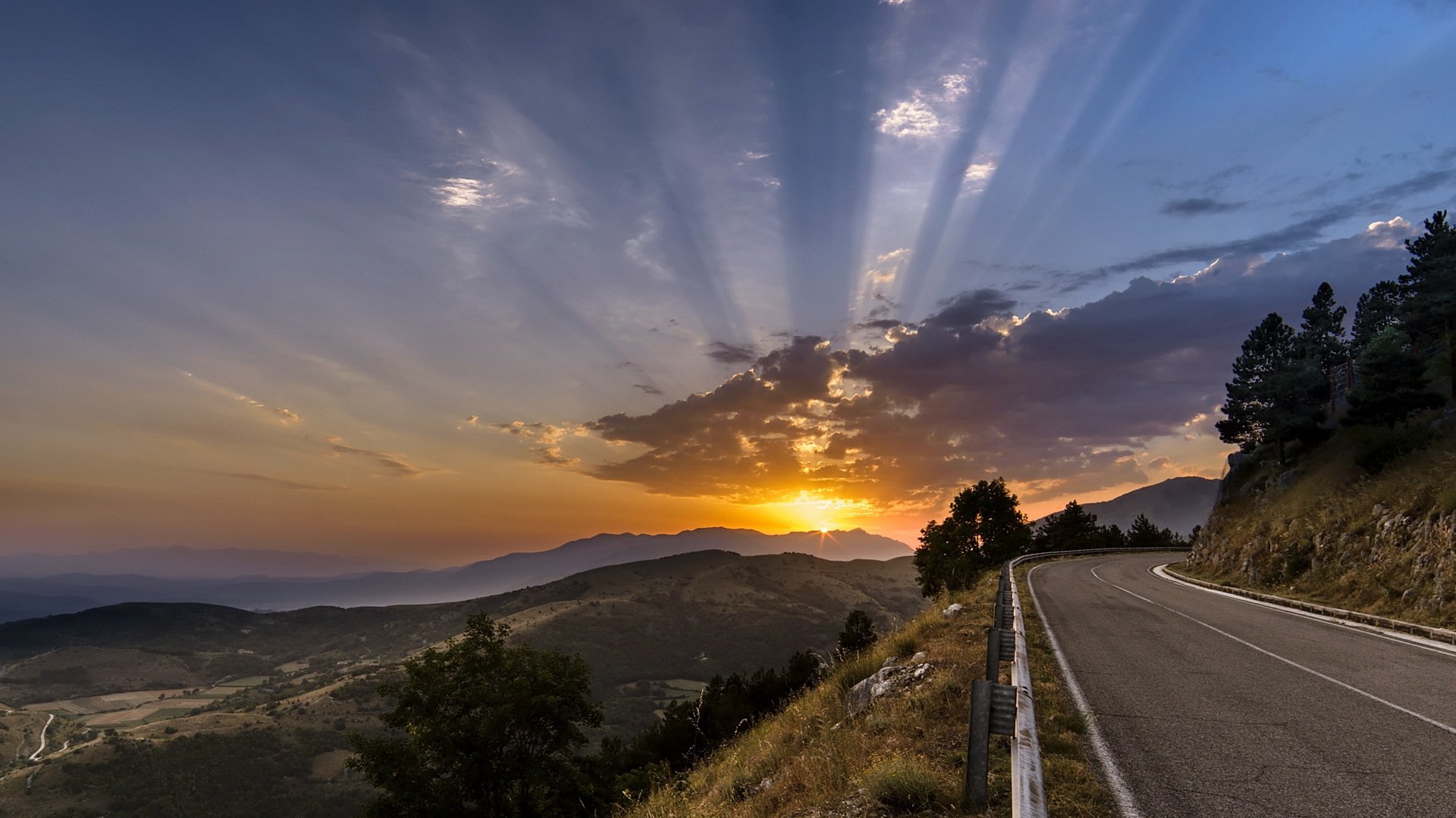 unset road landscape