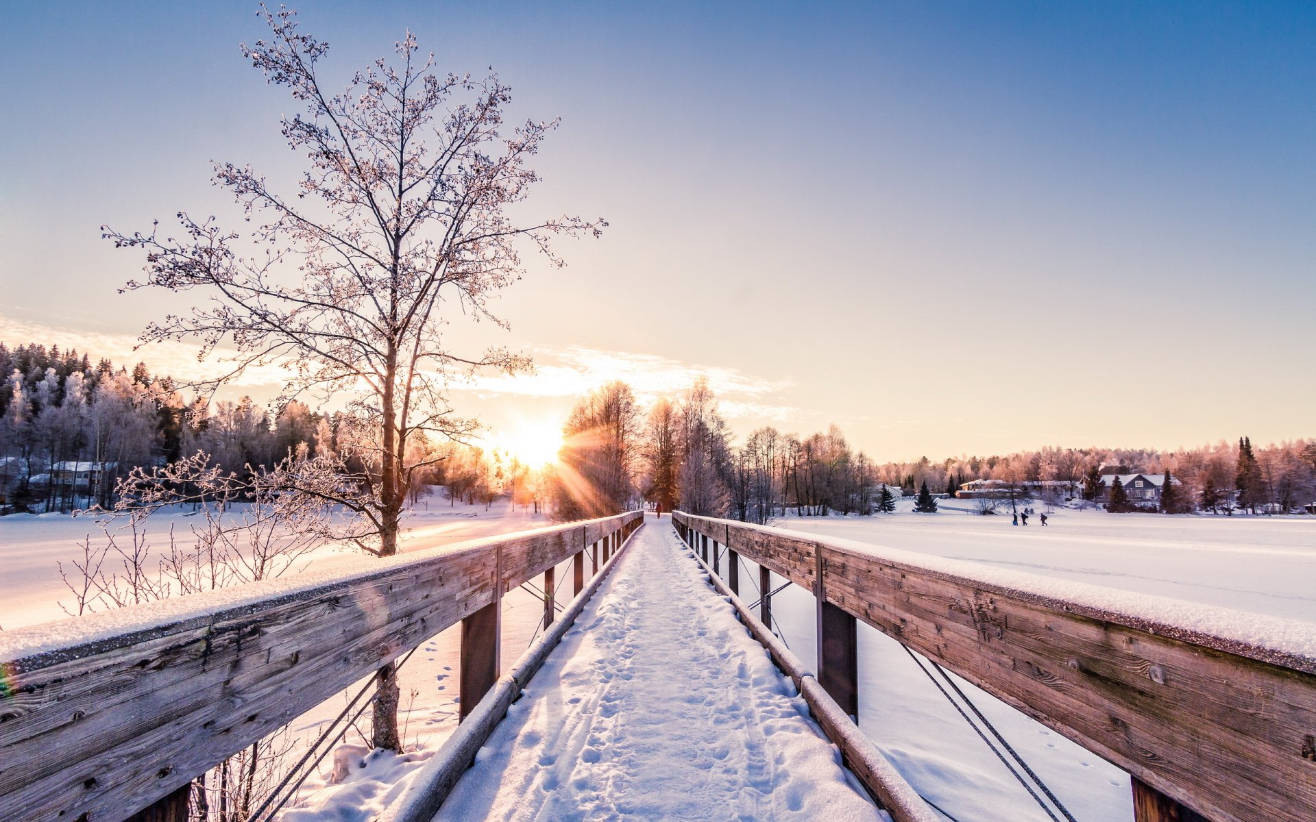 invierno puente paisaje