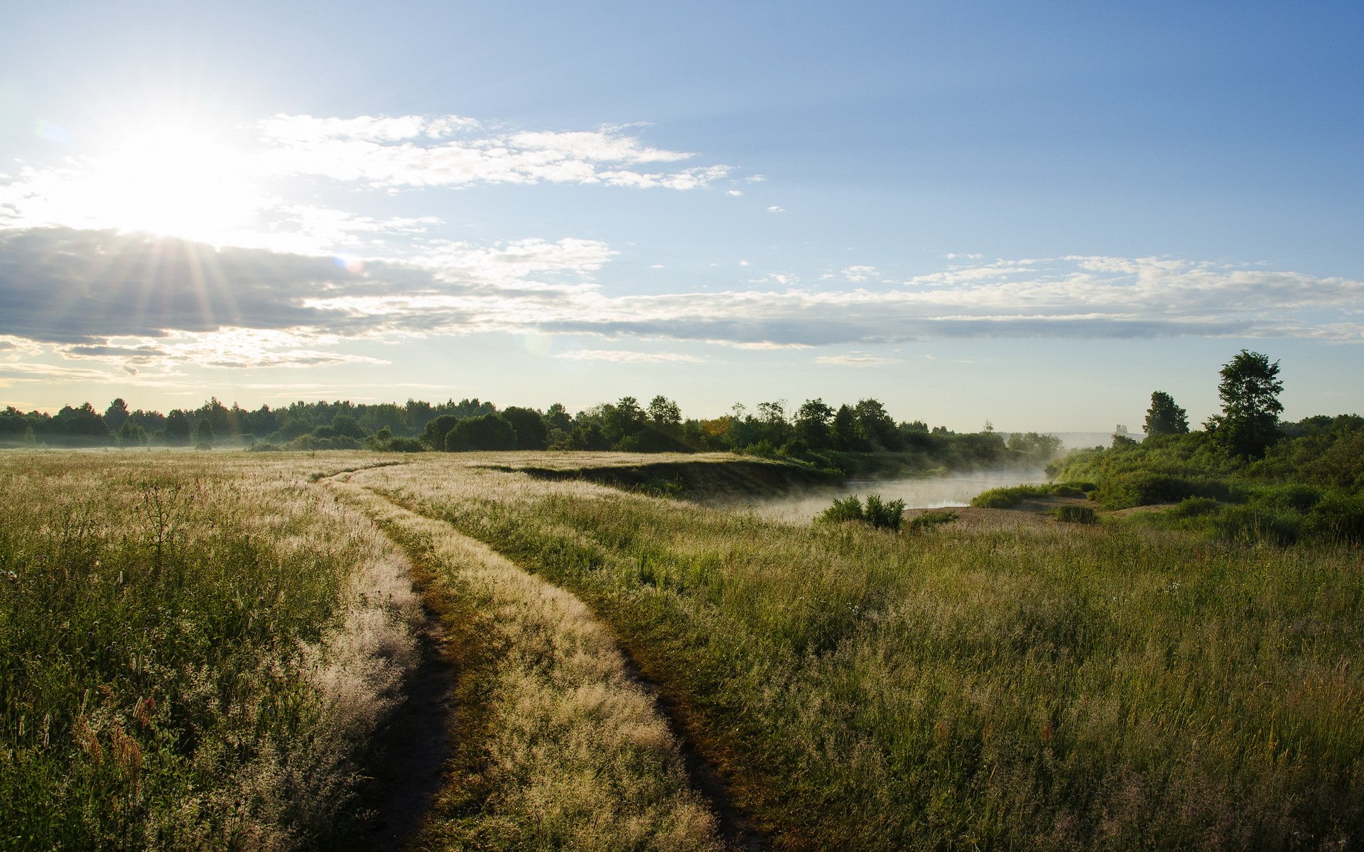 champ rivière paysage