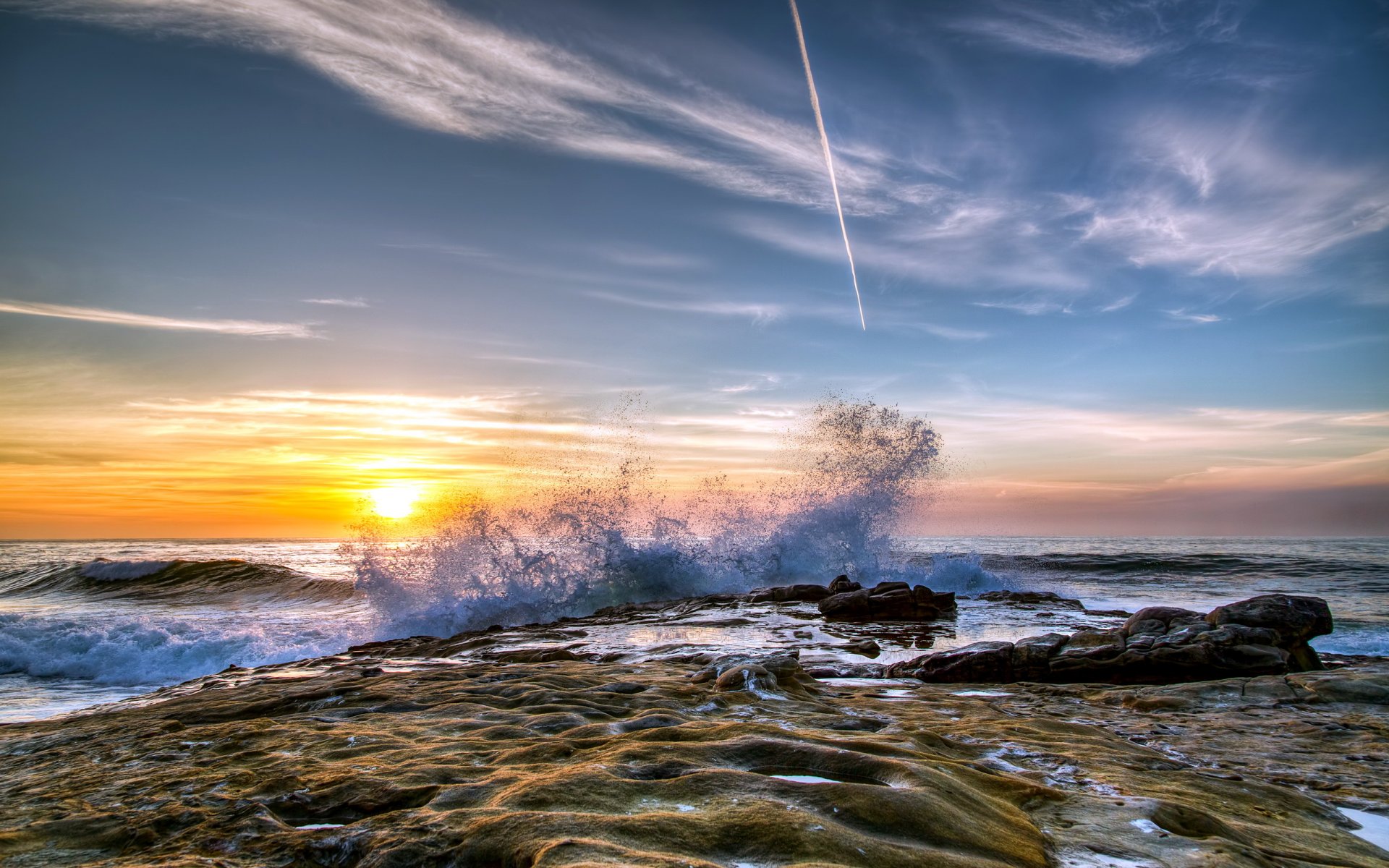 mar puesta de sol olas paisaje