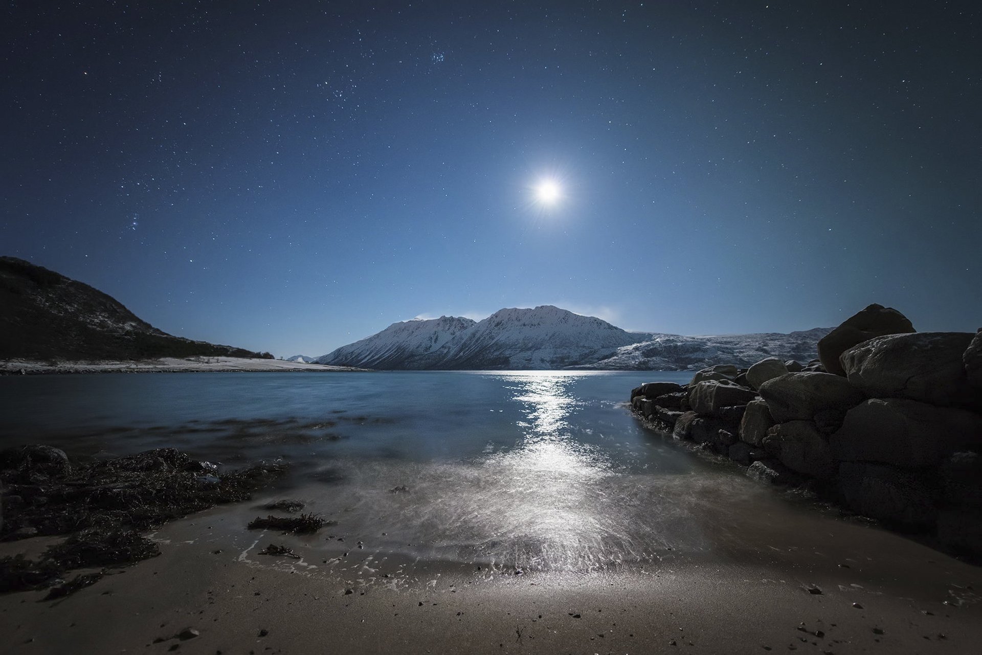 northern norway beach sky lights kveøya