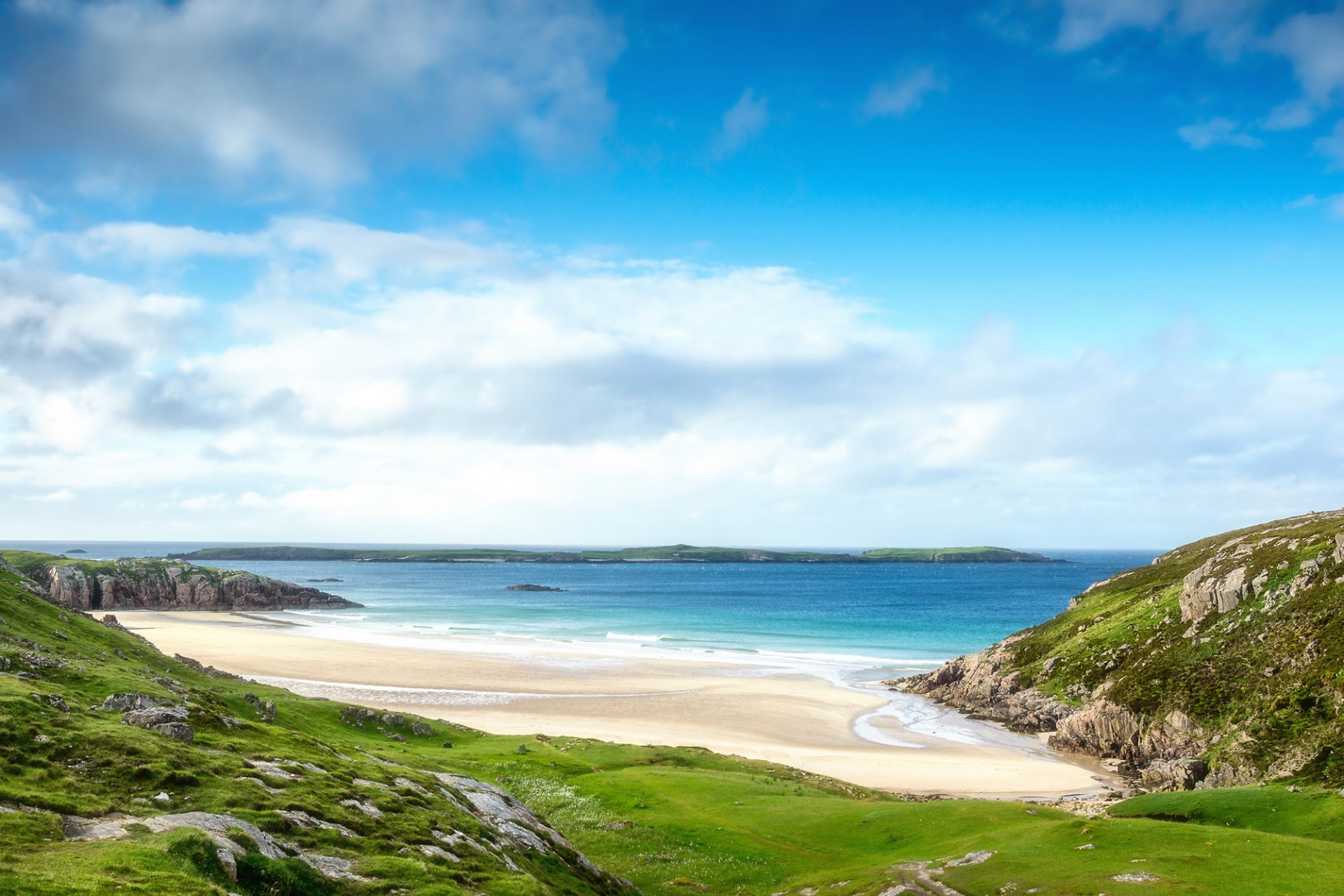 escocia alba nubes cielo playa mar rocas paisaje naturaleza