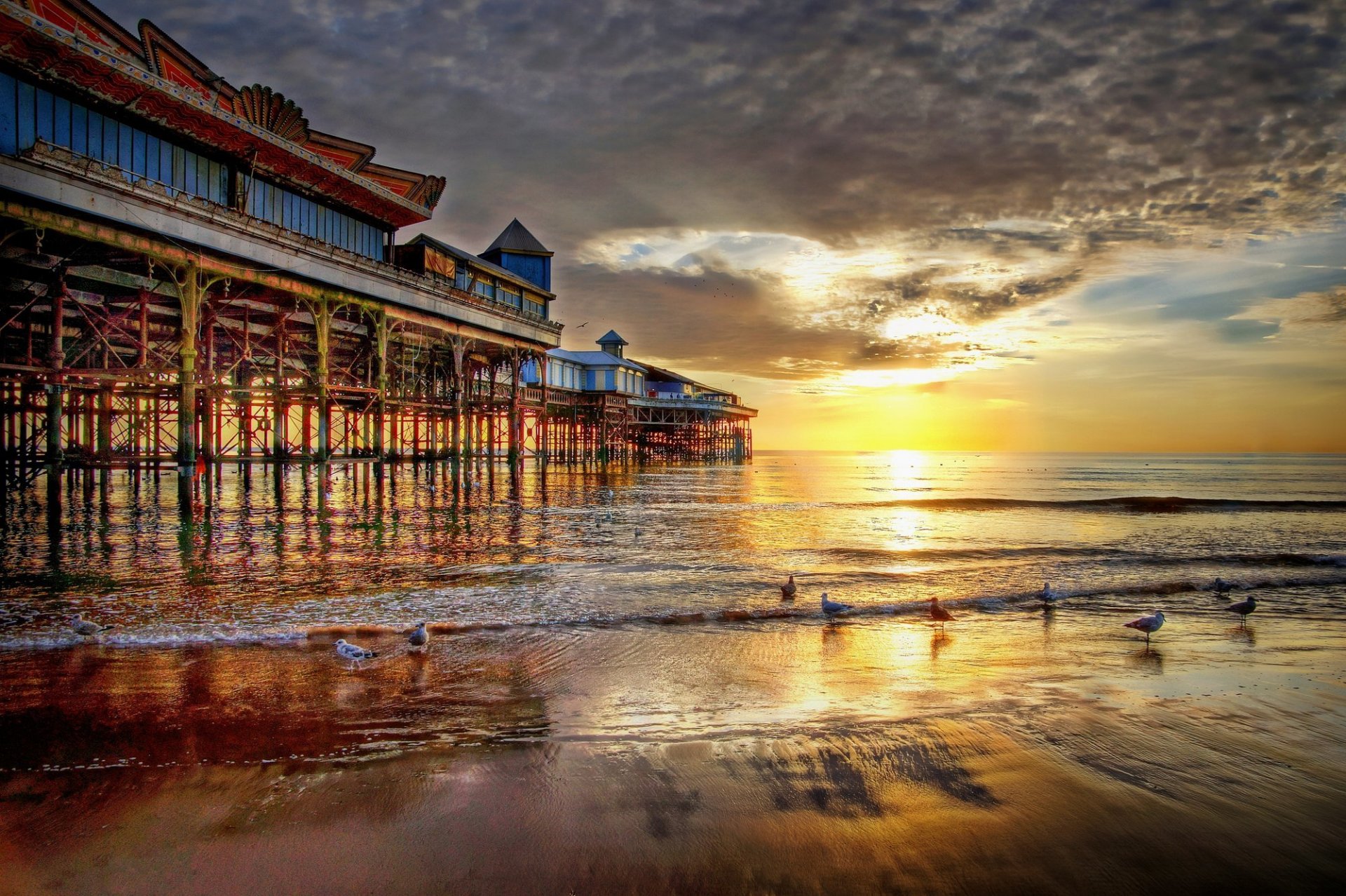 nature landscape sky sunset beach ocean sun sand sea dawn bridge