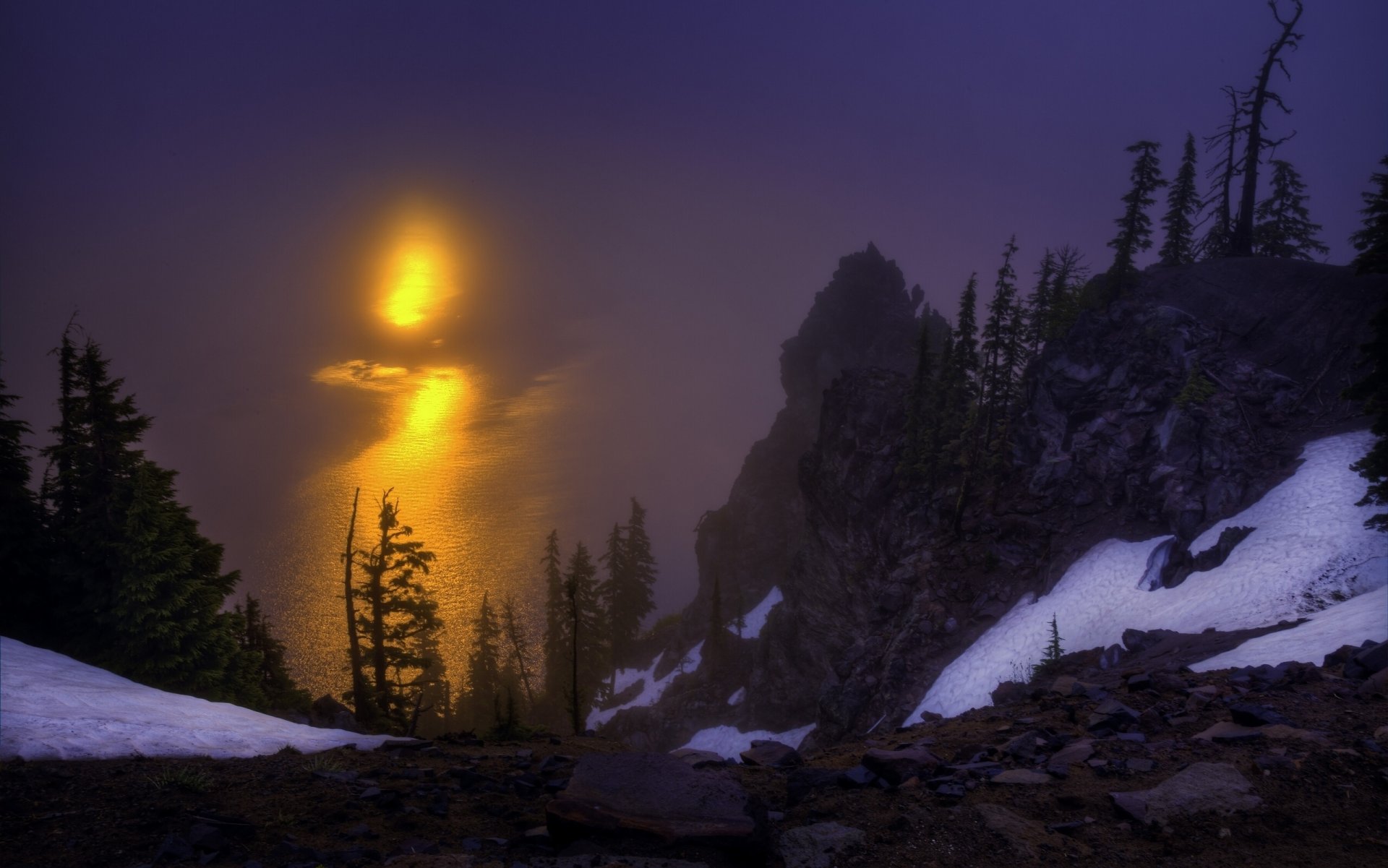 кратер озеро crater lake национальный парк орегон озеро крейтер рассвет восход скалы деревья