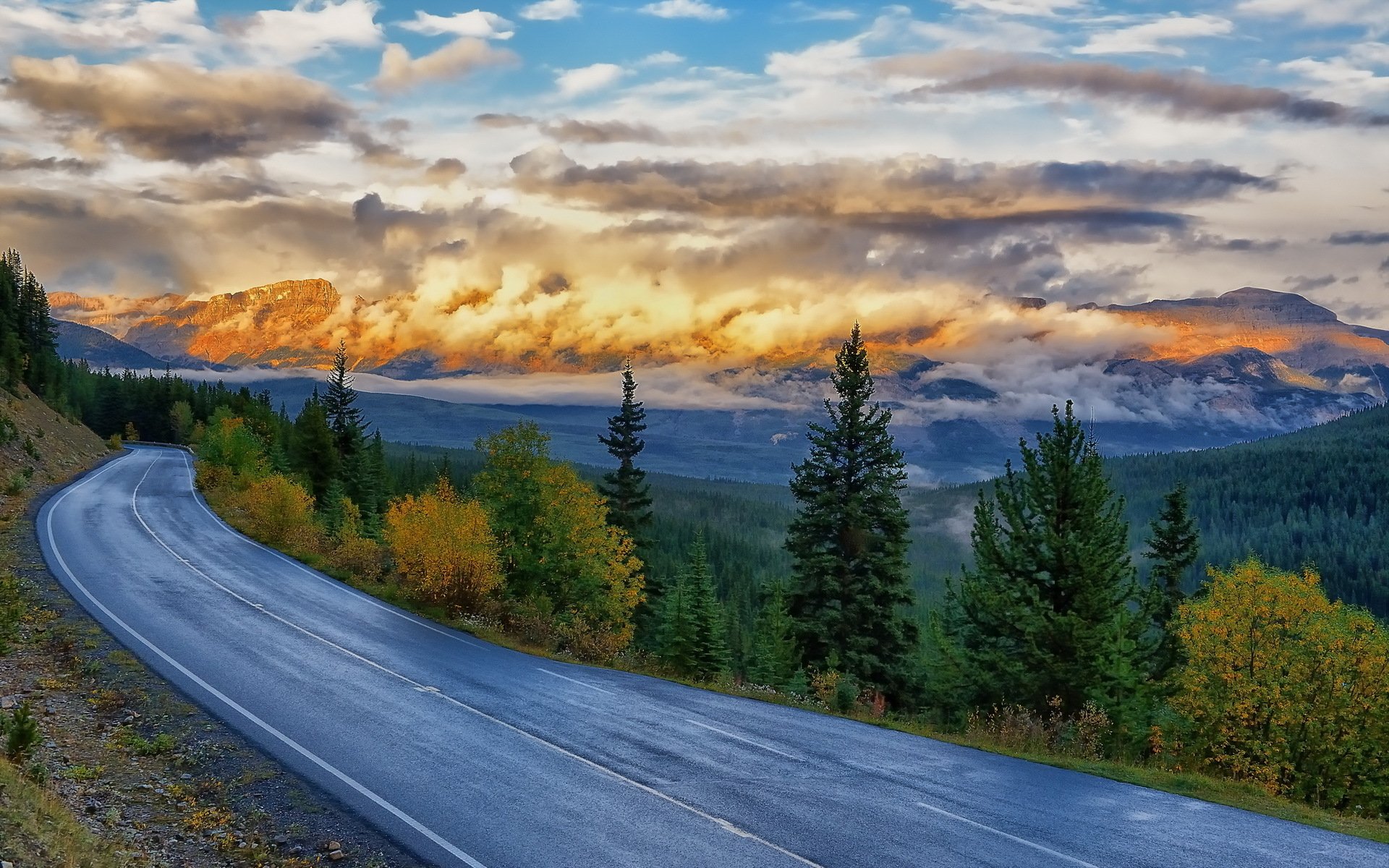 route ciel paysage