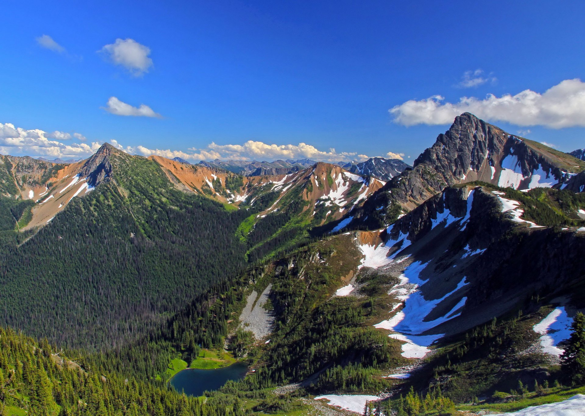 états-unis montagnes lac arbres neige ciel