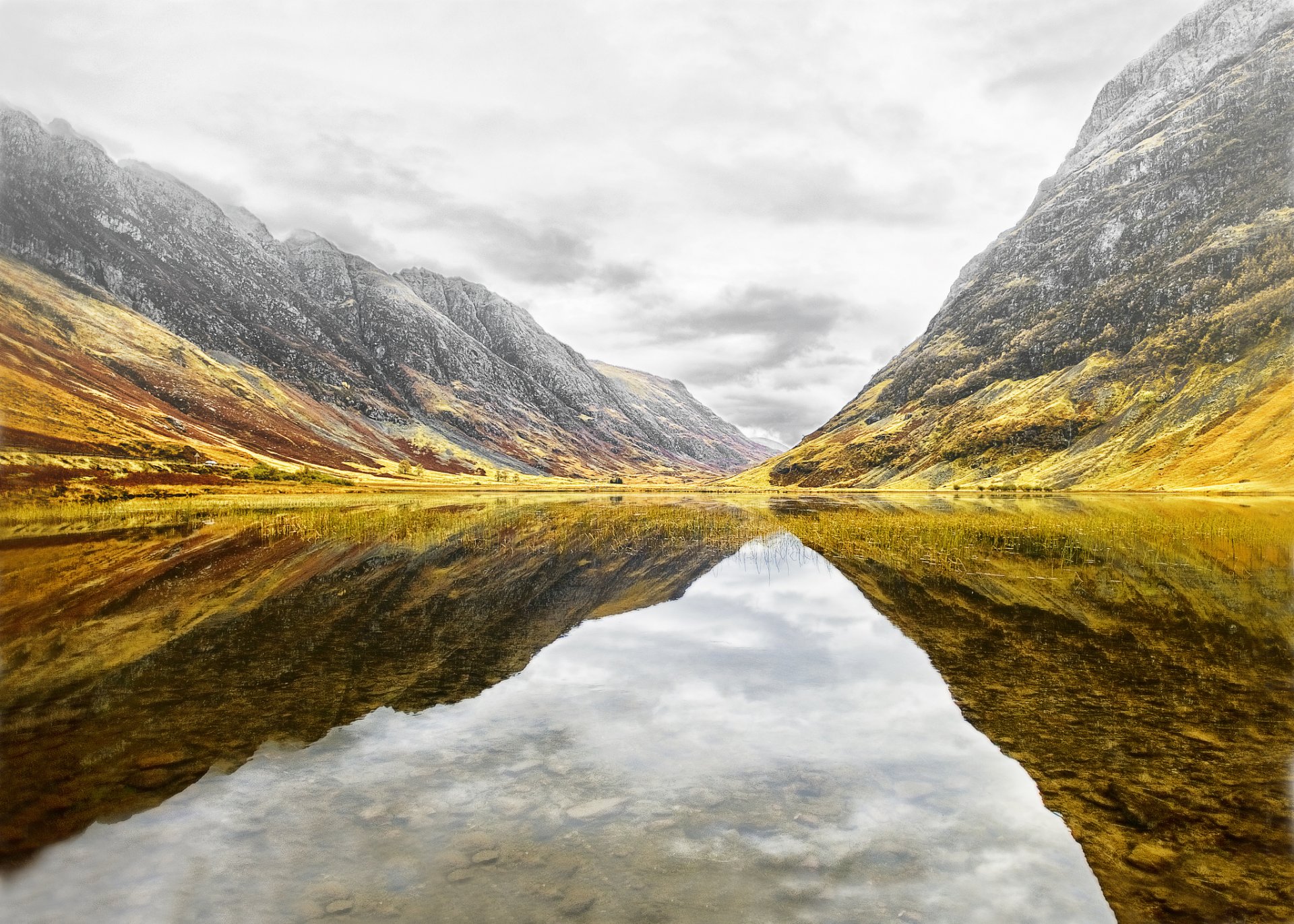 schottland berge see reflexion