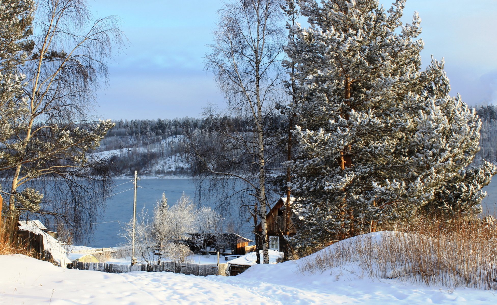 russie rivière hiver arbres neige nature photo