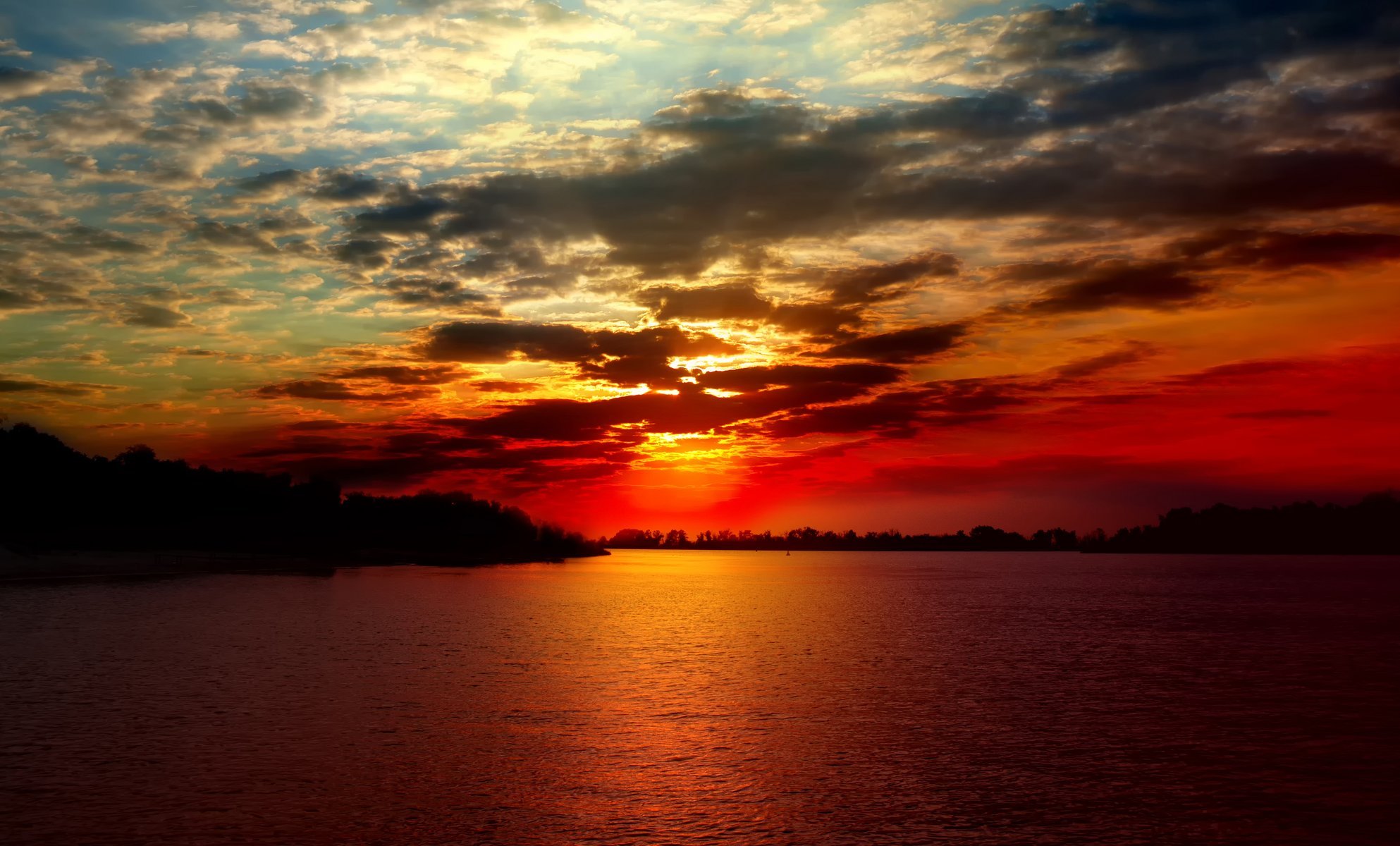 paisaje hermosa naturaleza puesta de sol mar río cielo nubes