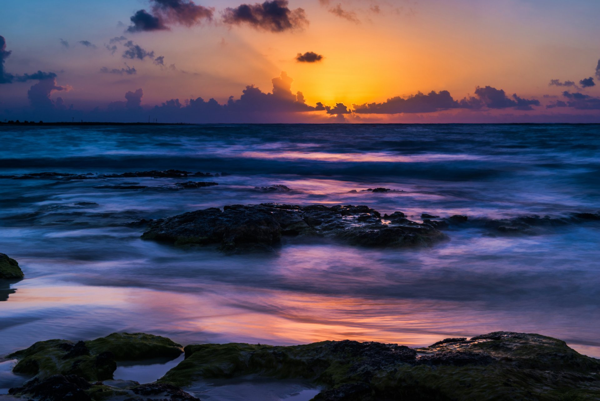 plage d acumal mexique coucher de soleil