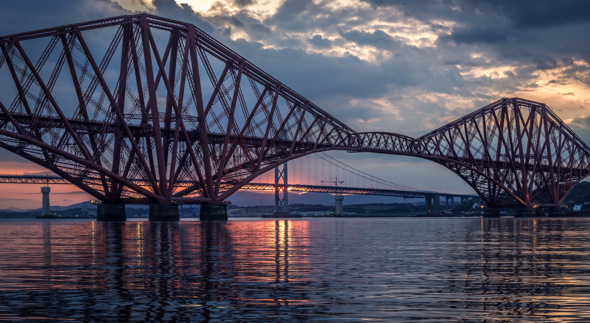 großbritannien schottland fort bridge fluss brücke abend sonnenuntergang himmel wolken wolken