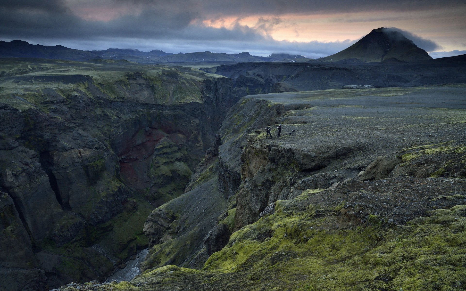 mountain sunset people landscape