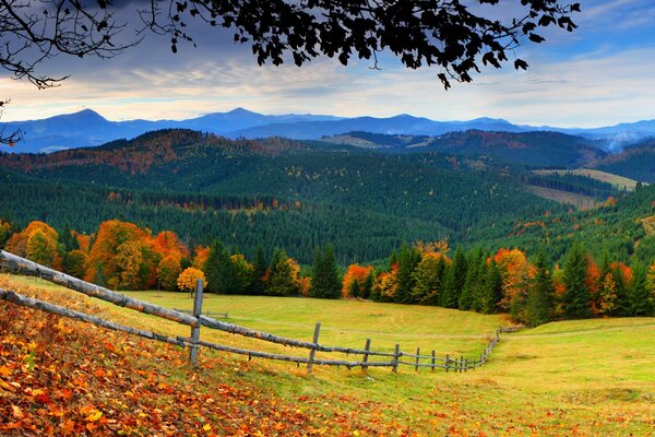 Nature colorée et montagnes majestueuses