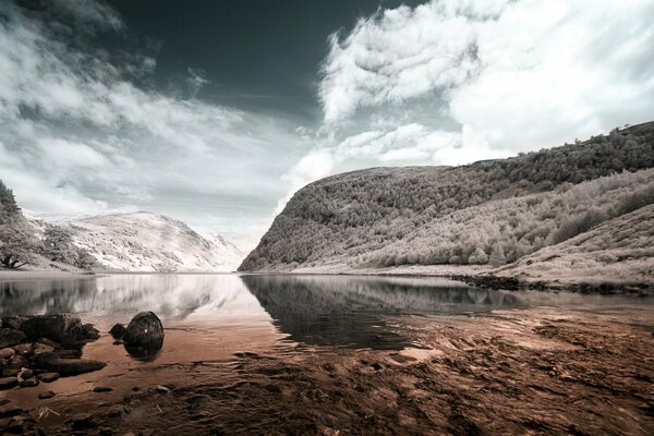 Paisaje lago en las montañas