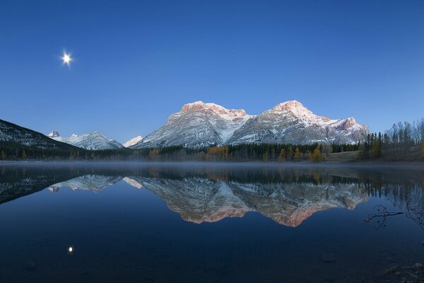 Beautiful landscape in Russia Night Lake