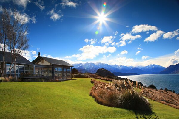 House in the mountains near the lake