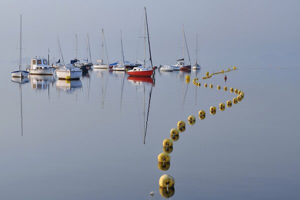 Mehrere Segelboote und Boote auf See