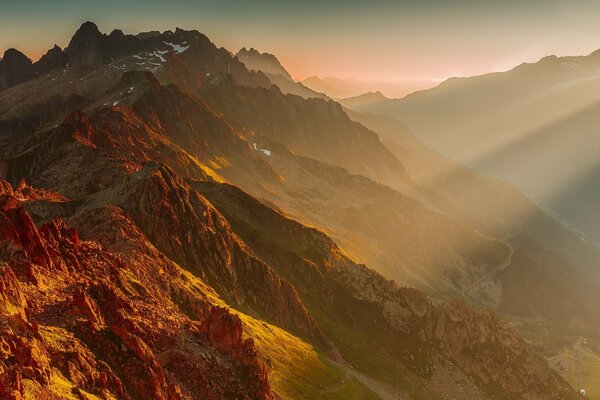 Dawn in the high mountains