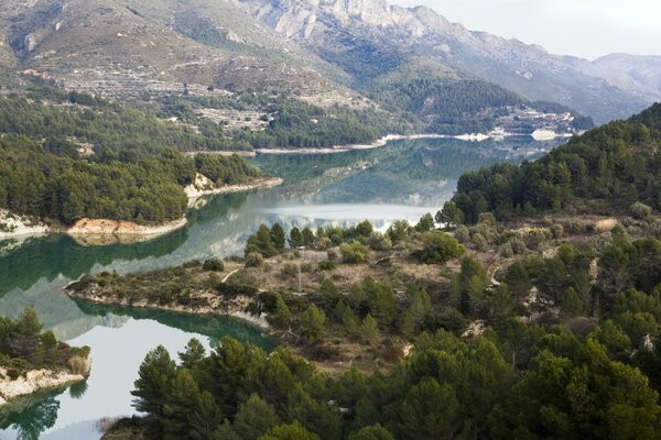 Guadales river in Valencia italy, beautiful view of the mountains and the river