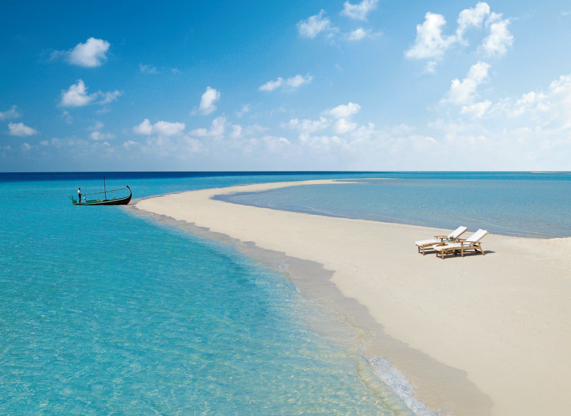 malediven himmel ozean meer strand sand zopf boot sonnenliege