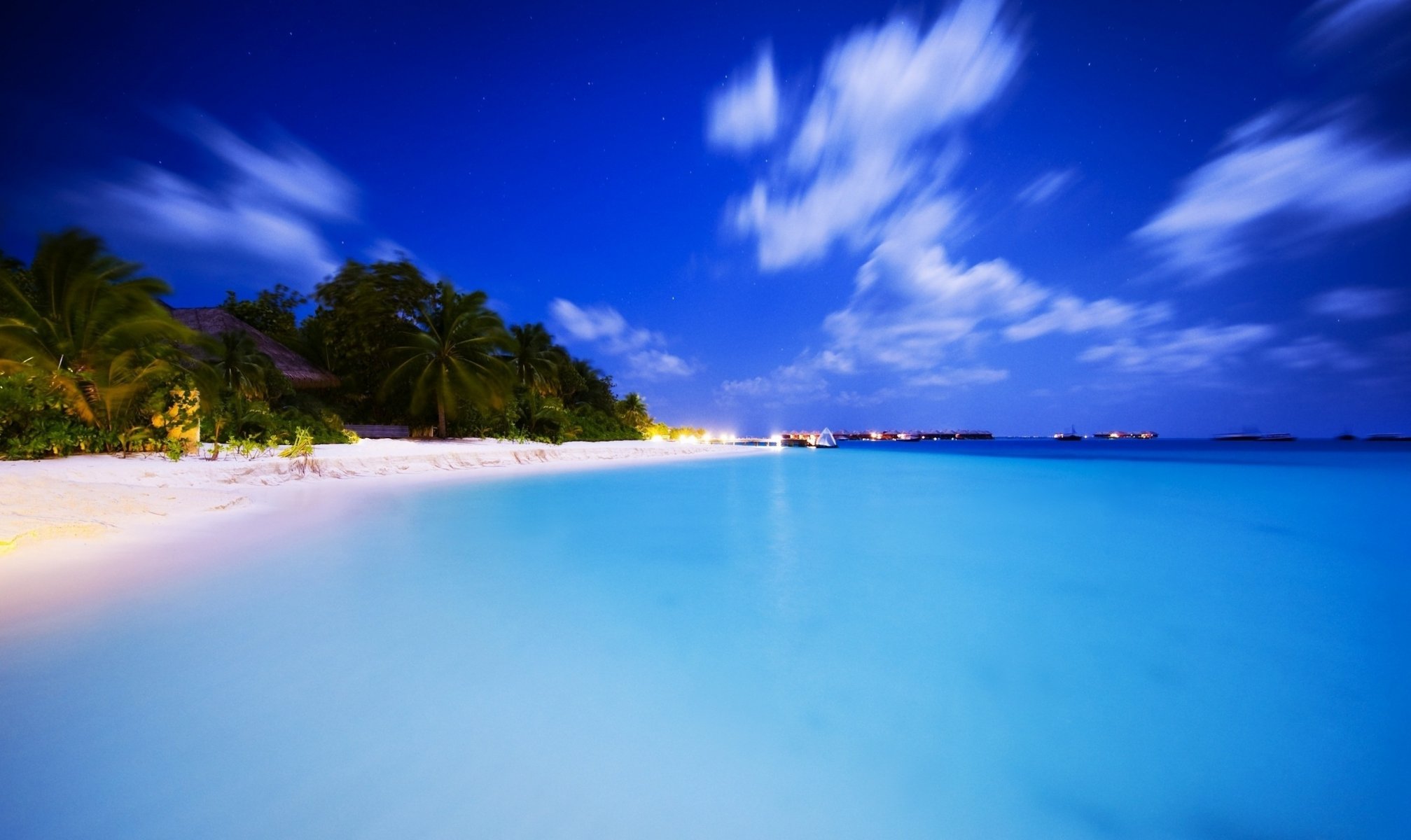 night palm beach ocean neotropical aitutaki escape