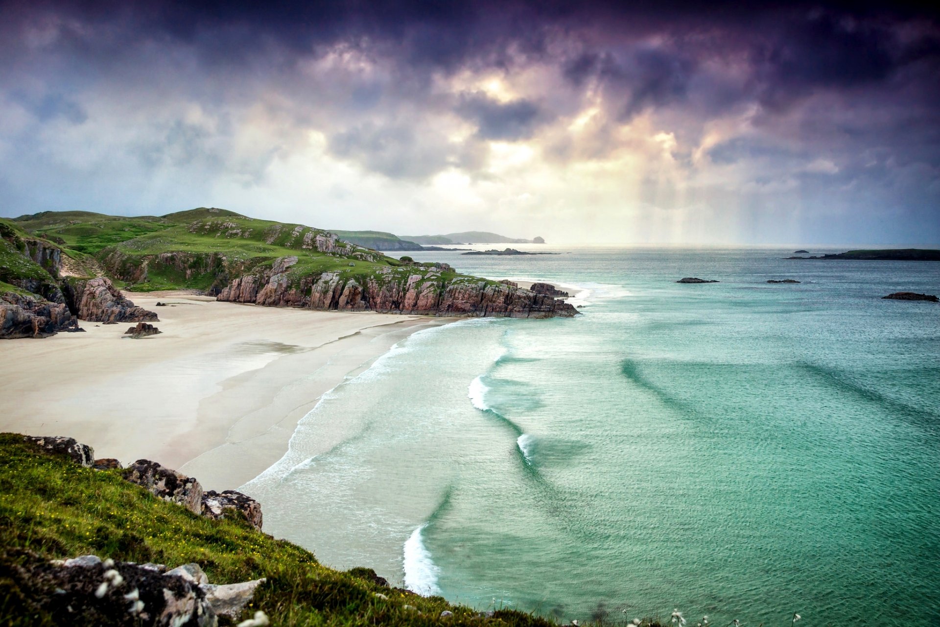 cotland alba uk landscape nature coast coast cliff beach sand sea cloud