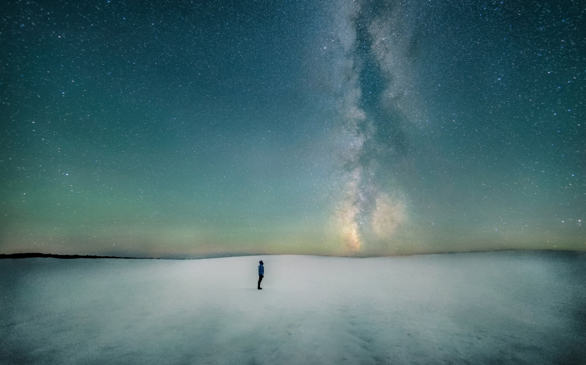 north winter snow space milky way galaxy