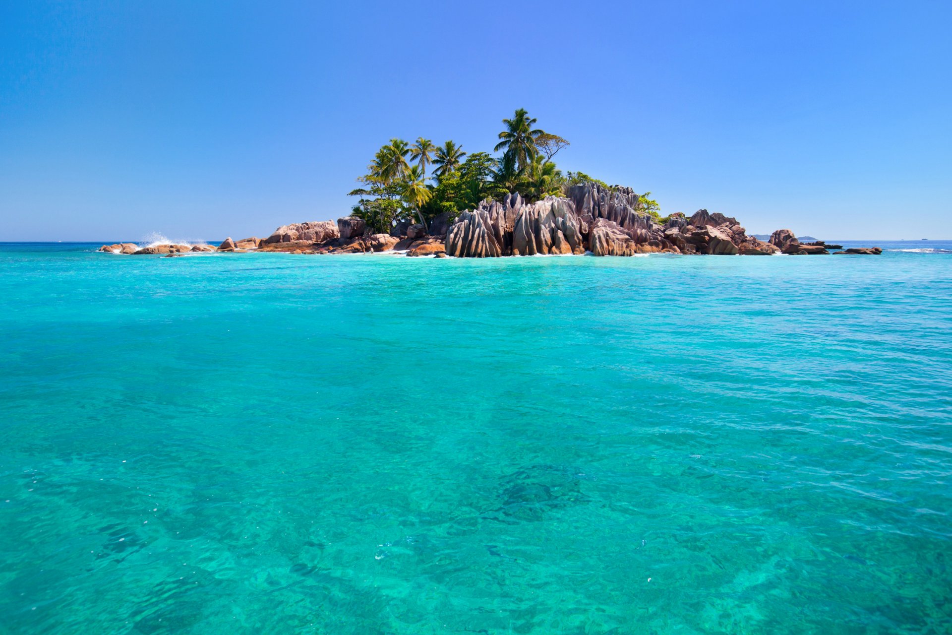 seychelles cielo mar océano isla rocas palmeras