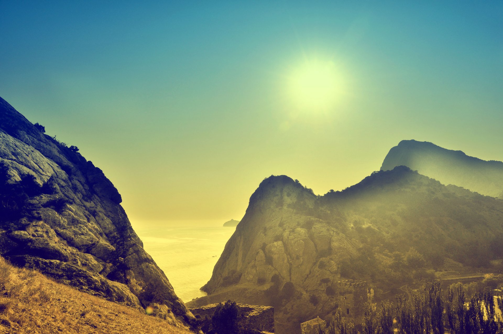 sonne berge meer morgendämmerung morgen krim