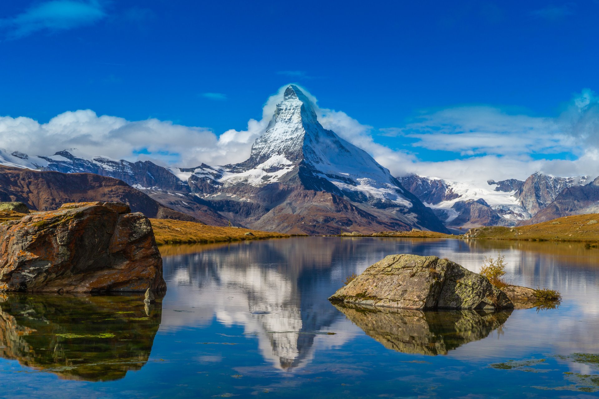 alpes suisse montagne cervin lac ciel neige