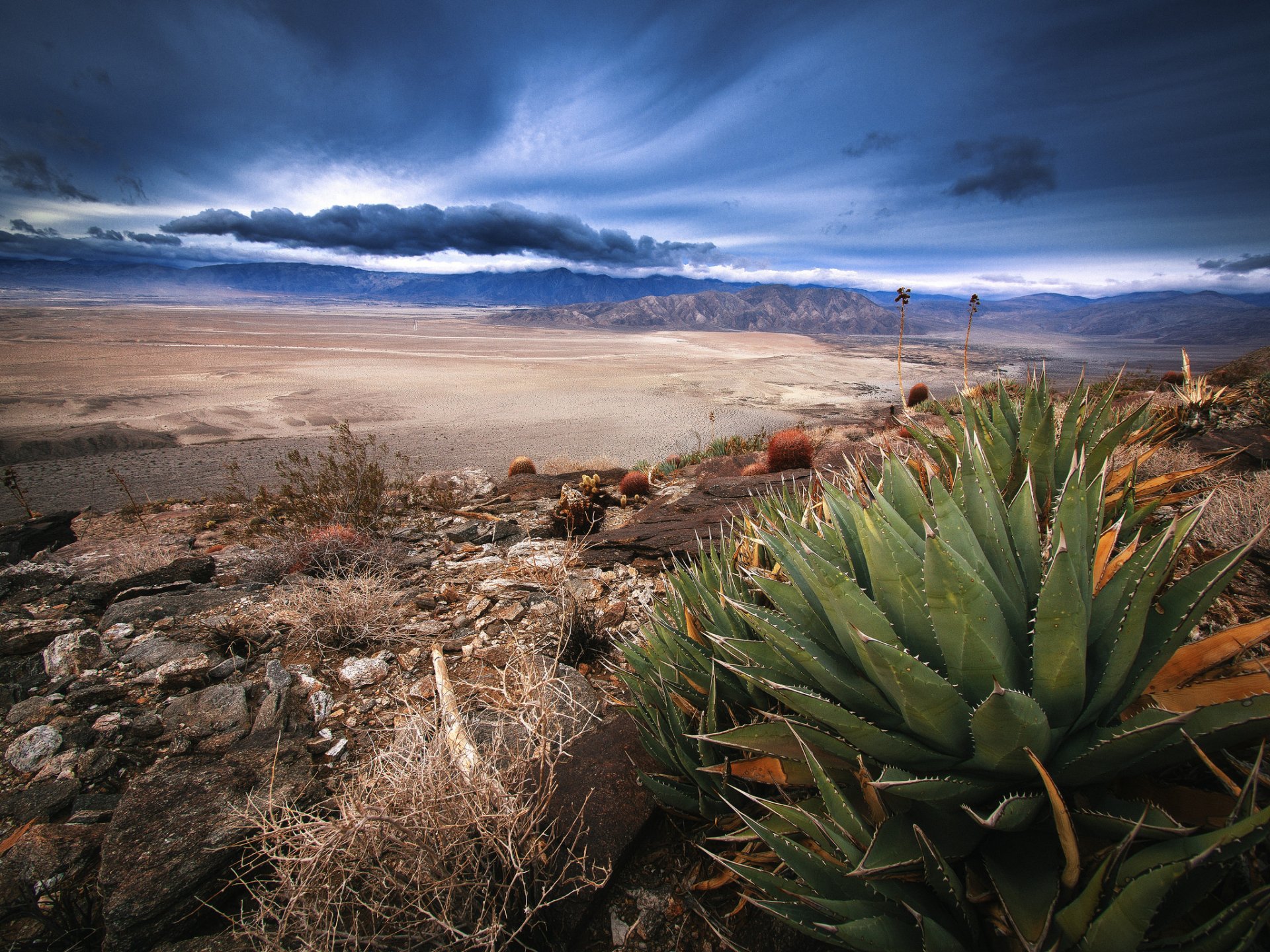 anza-borrego desert southern california dry lake mountain range storm