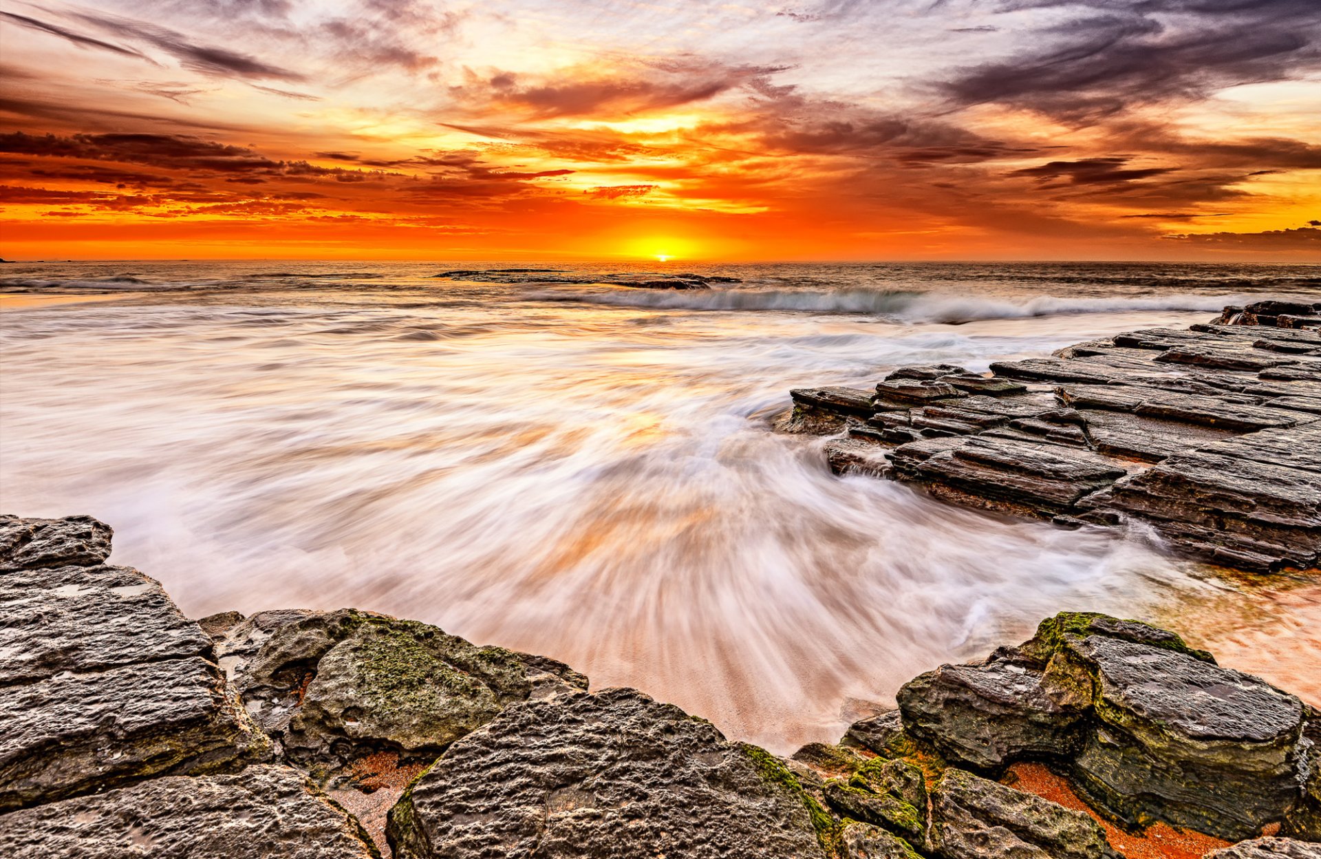 nature paysage ciel coucher de soleil plage mer océan soleil sable aube