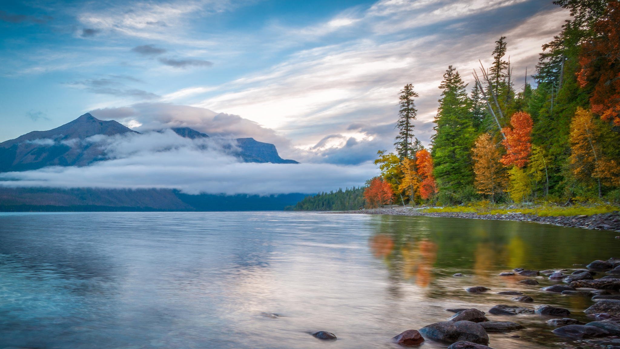 berge herbst wolken wald see reflexion natur